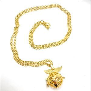 Golden Snitch Lava Stone Aromatherapy Pendant Necklace